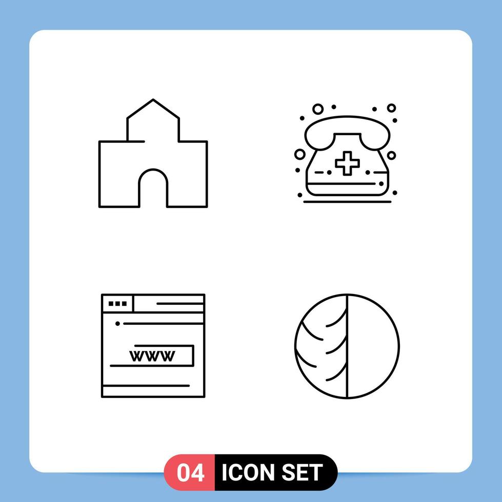 4 Line concept for Websites Mobile and Apps architecture web landmark calling contact Editable Vector Design Elements