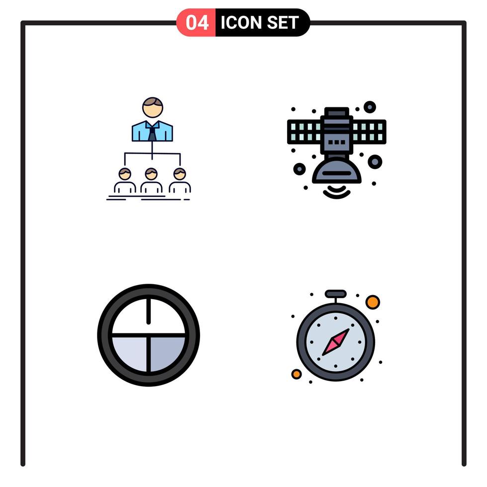 Set of 4 Commercial Filledline Flat Colors pack for team transmission group radio badge Editable Vector Design Elements