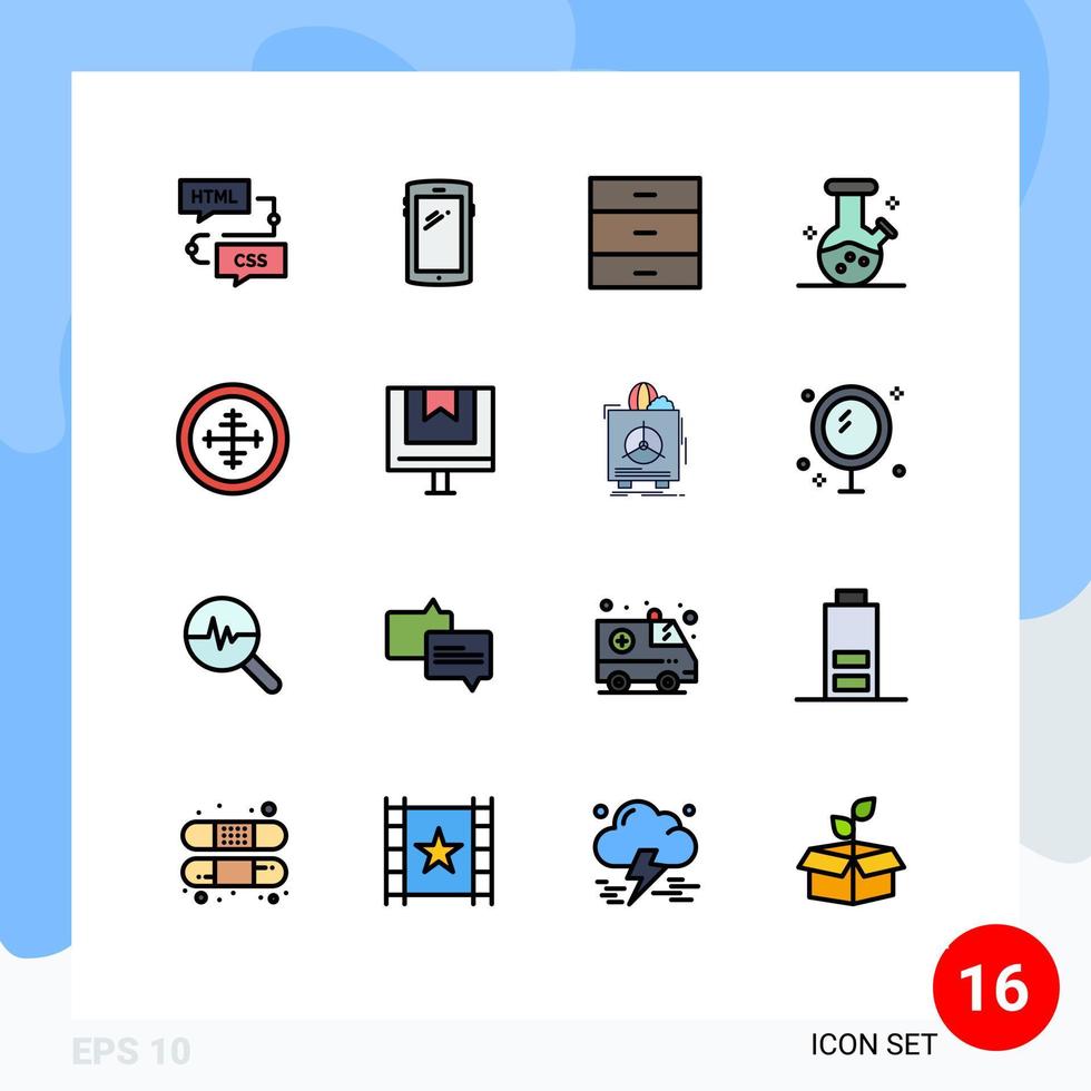 paquete de iconos de vectores de stock de 16 signos y símbolos de línea para el laboratorio del ejército android demo matraz muebles elementos de diseño de vectores creativos editables