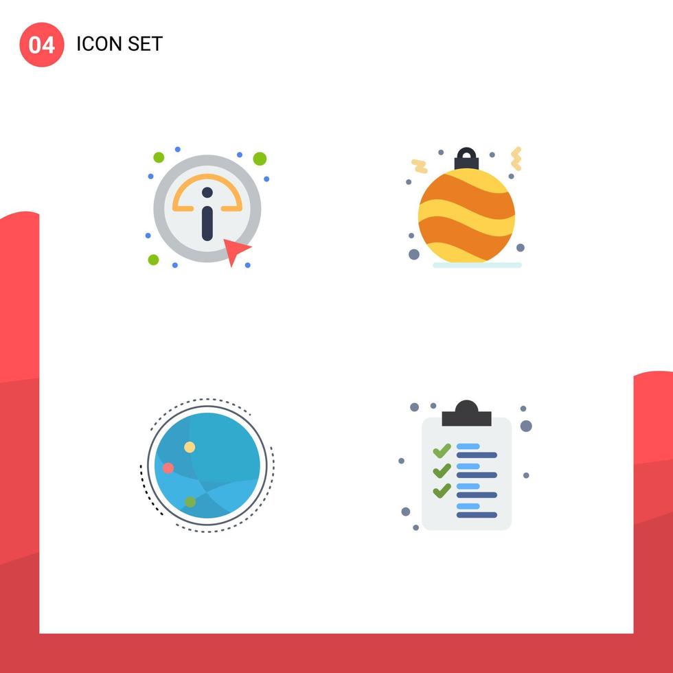 4 Universal Flat Icon Signs Symbols of click connection information decoration network Editable Vector Design Elements