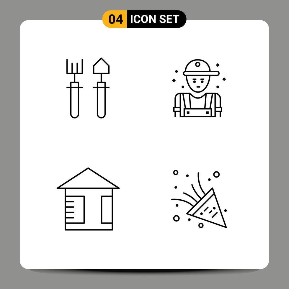 Set of 4 Modern UI Icons Symbols Signs for garden advertising shovel person street Editable Vector Design Elements