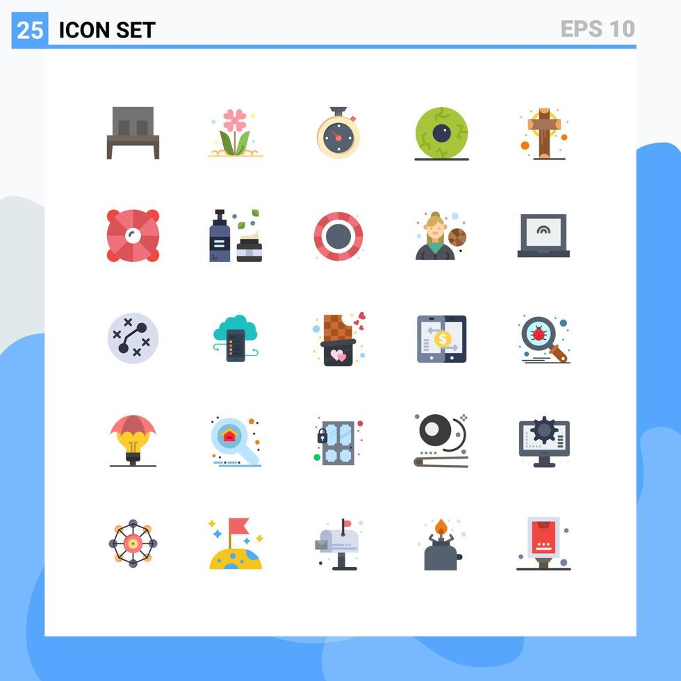 Set of 25 Modern UI Icons Symbols Signs for cross halloween rose fear hotel Editable Vector Design Elements