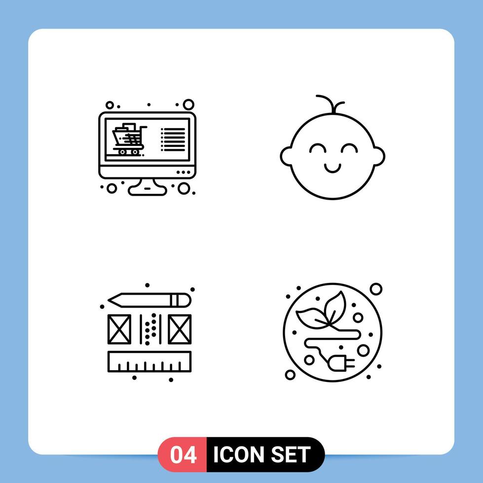 4 Creative Icons Modern Signs and Symbols of buy process display child alternative energy Editable Vector Design Elements