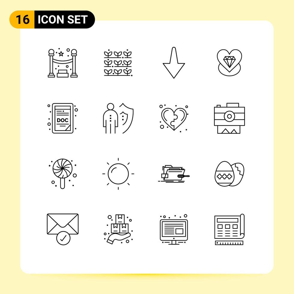 Editable Vector Line Pack of 16 Simple Outlines of job doc file down doc extension wedding Editable Vector Design Elements
