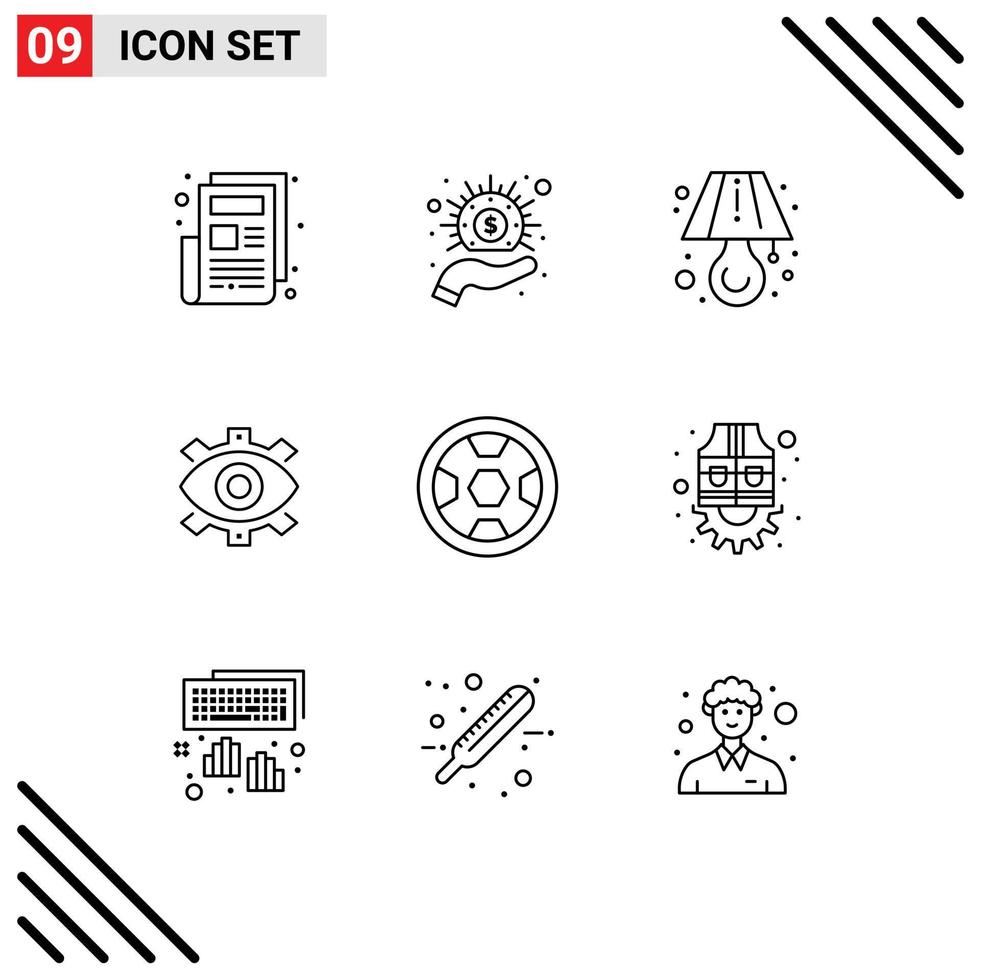 9 Outline concept for Websites Mobile and Apps achievement modern light creative production Editable Vector Design Elements