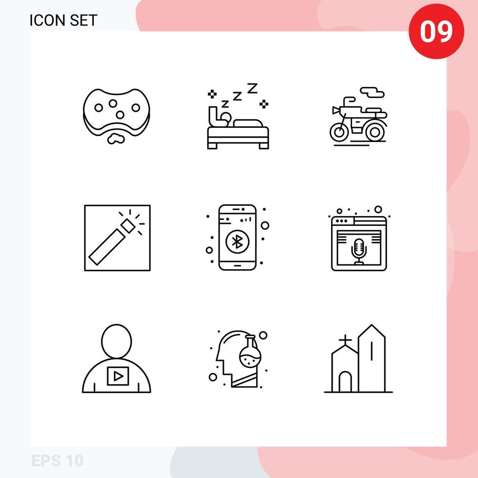 User Interface Pack of 9 Basic Outlines of data retouch cleaning photography photo Editable Vector Design Elements
