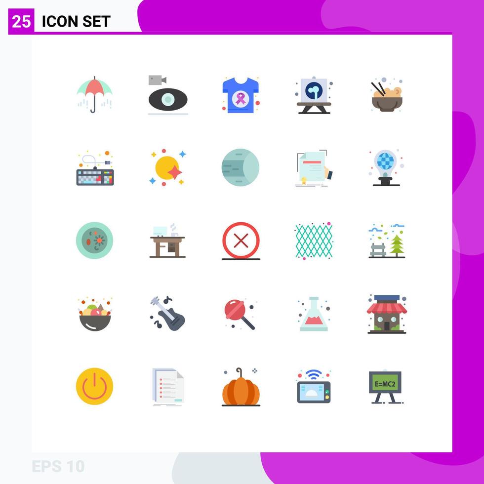 Pictogram Set of 25 Simple Flat Colors of board panting media drawing health Editable Vector Design Elements