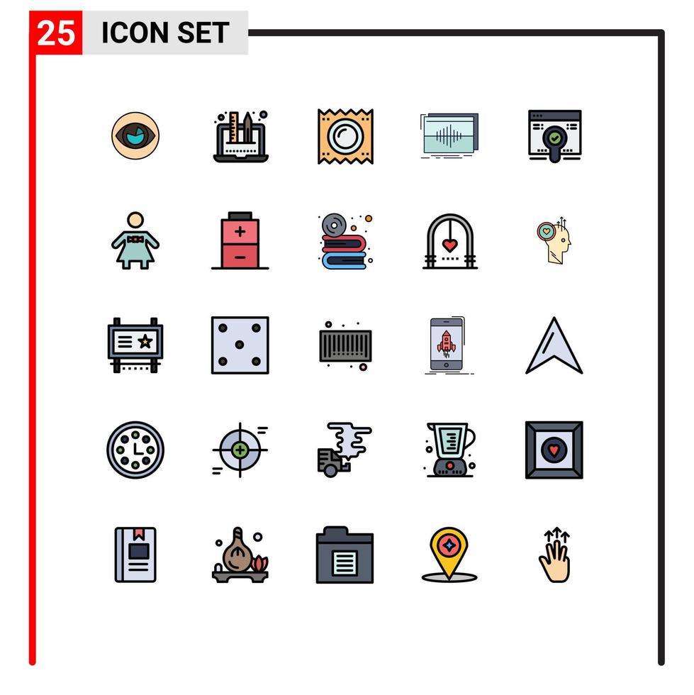 25 Creative Icons Modern Signs and Symbols of sequence frequency graphic audio medicine Editable Vector Design Elements