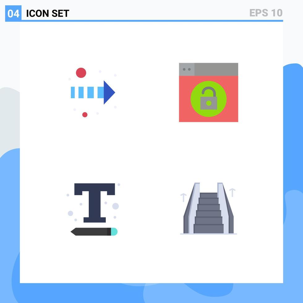 Flat Icon Pack of 4 Universal Symbols of arrow text web unlock web Editable Vector Design Elements