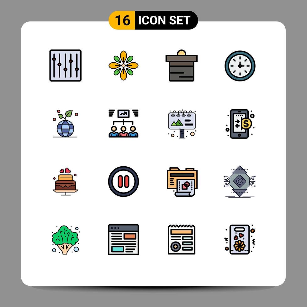 16 Universal Flat Color Filled Line Signs Symbols of tool devices hindu device finance Editable Creative Vector Design Elements