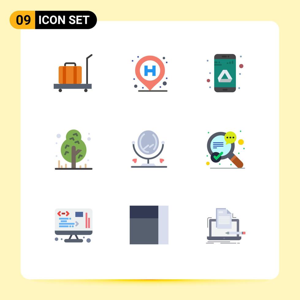 9 iconos creativos signos y símbolos modernos de la aplicación del árbol de muebles elementos de diseño vectorial editables para acampar en la jungla vector