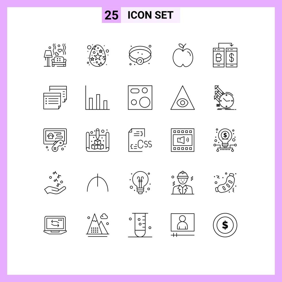 Universal Icon Symbols Group of 25 Modern Lines of payment study star egg school apple Editable Vector Design Elements