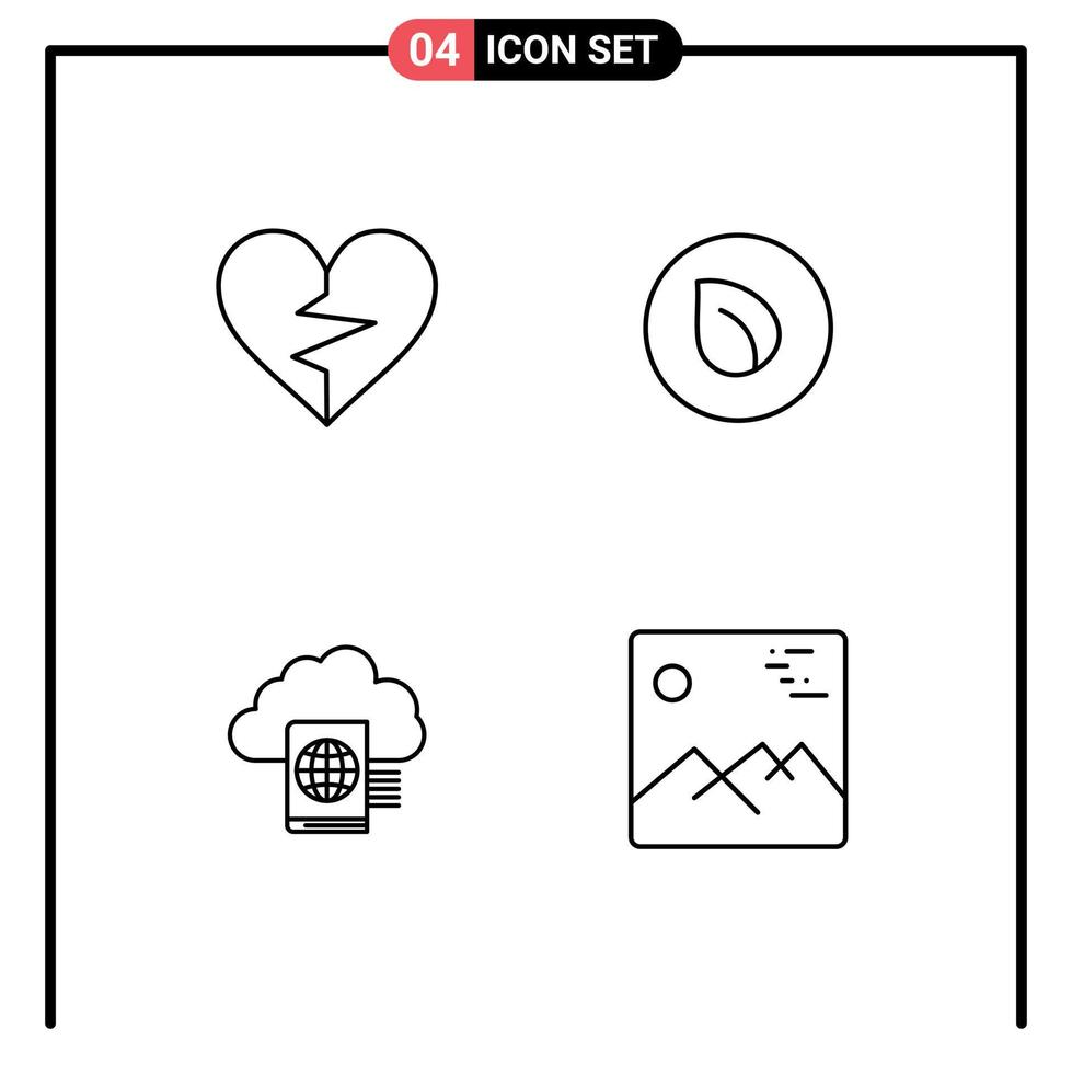 User Interface Pack of 4 Basic Filledline Flat Colors of heart cloud favorite coin folder Editable Vector Design Elements