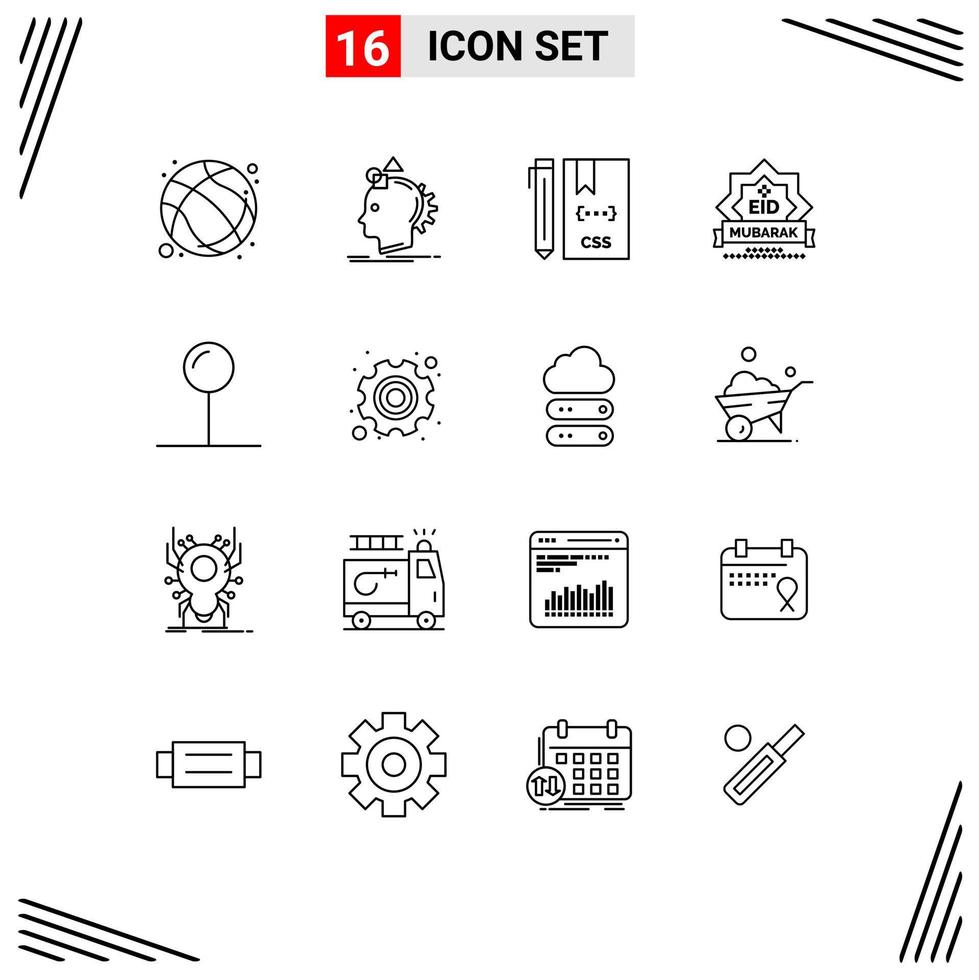16 Universal Outline Signs Symbols of stamp eid idea development css Editable Vector Design Elements