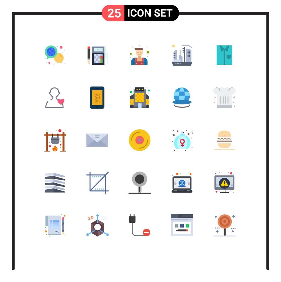 Group of 25 Modern Flat Colors Set for shirt dome math colony city Editable Vector Design Elements