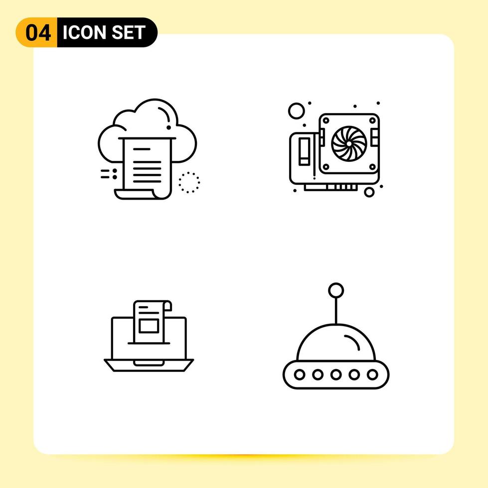 4 Line concept for Websites Mobile and Apps file email cloud computer e Editable Vector Design Elements