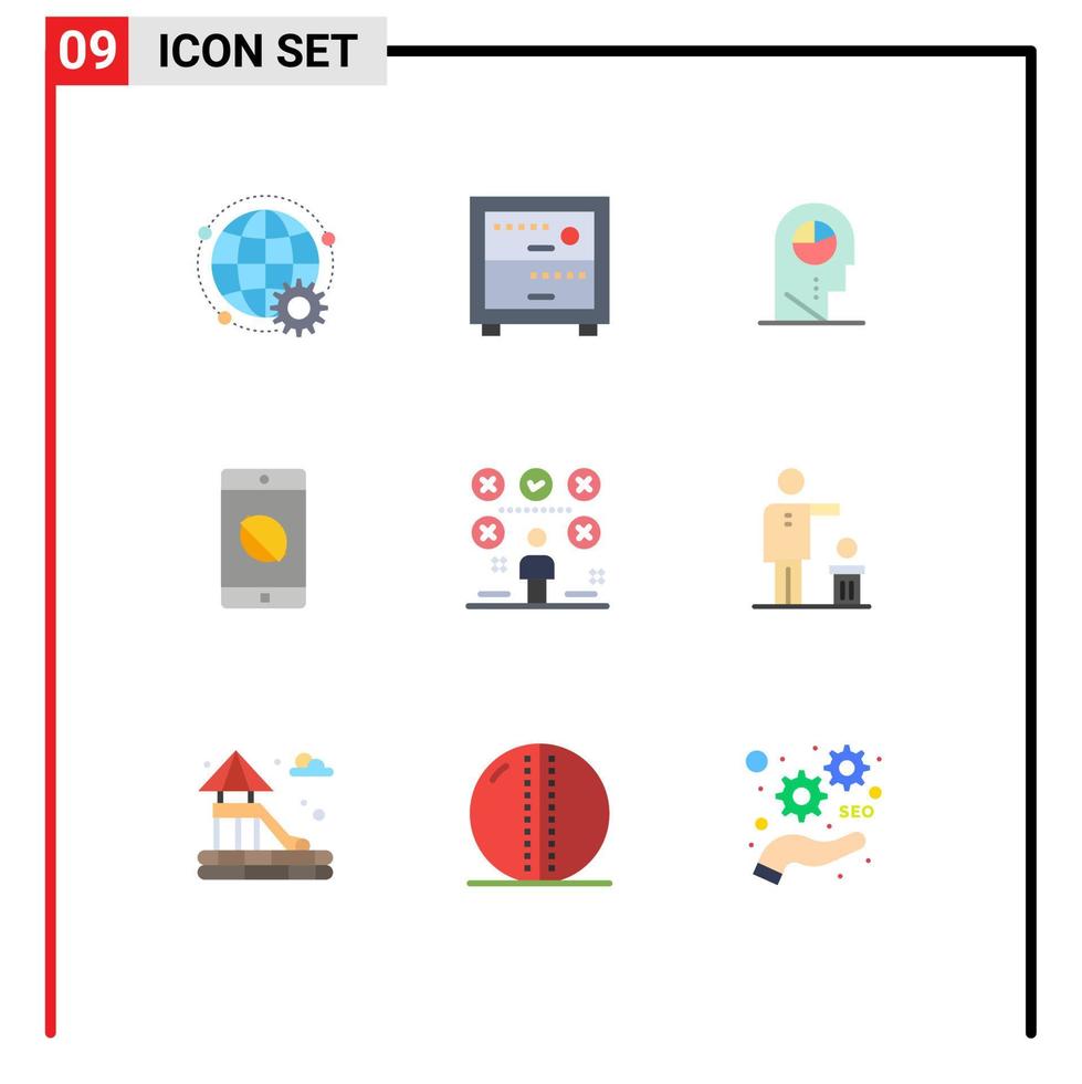 conjunto de 9 iconos de interfaz de usuario modernos símbolos signos para lista de verificación de hombre aplicación móvil humana deshabilitada elementos de diseño vectorial editables vector