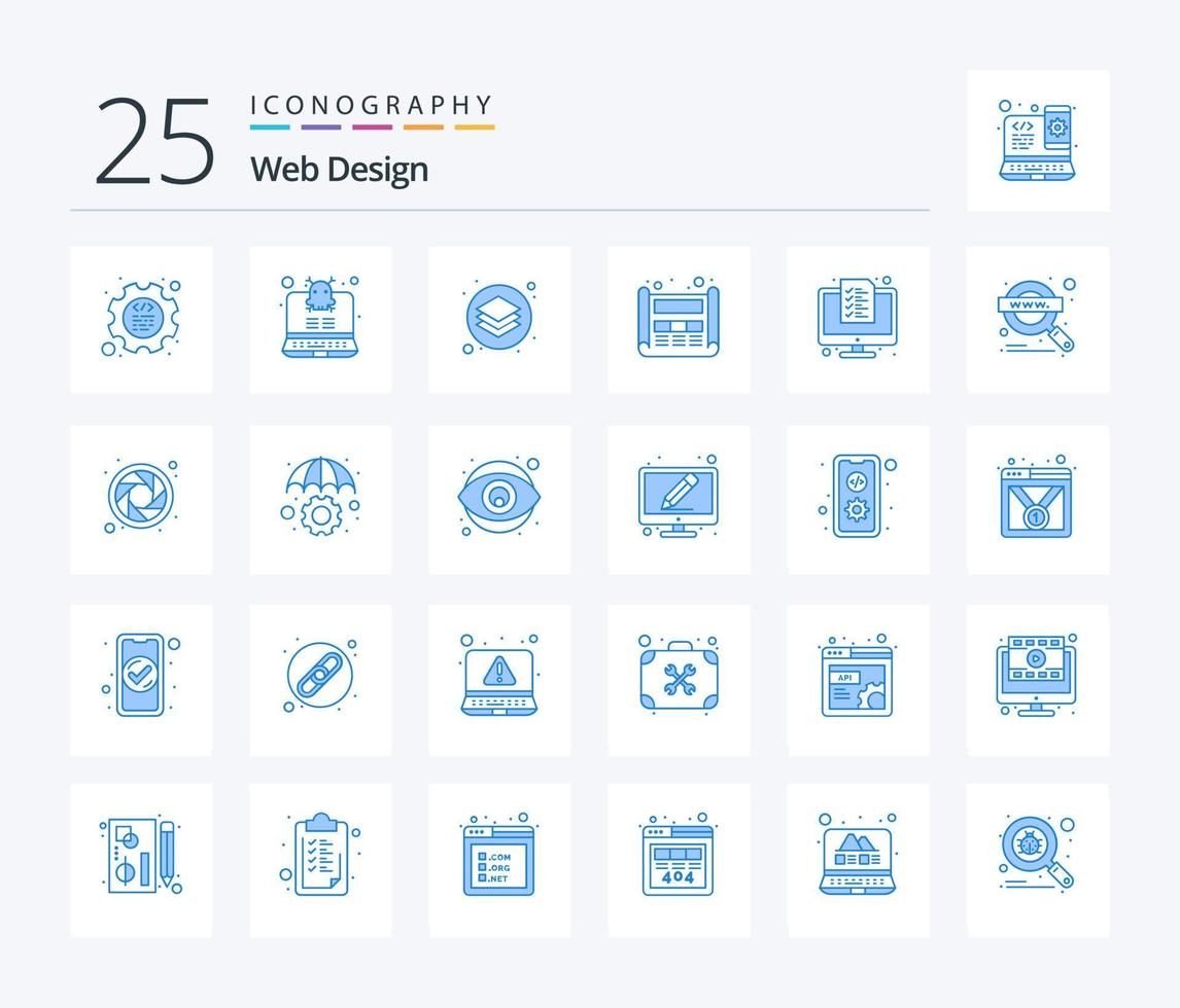 Web Design 25 Blue Color icon pack including digital. print. design. web. design vector