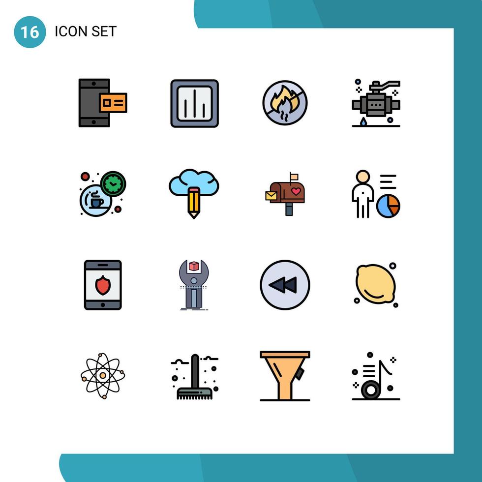 16 iconos creativos signos y símbolos modernos de estadísticas de tuberías de ruptura construcción elementos de diseño de vectores creativos editables