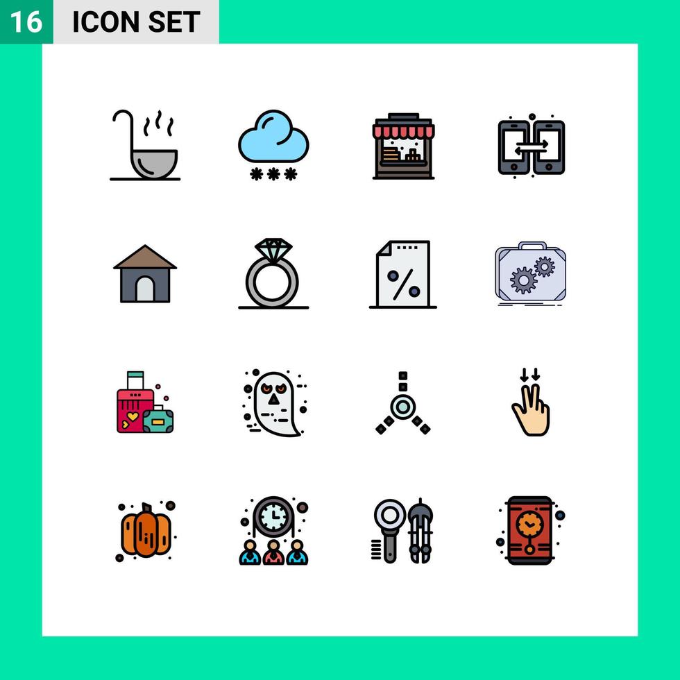 Set of 16 Modern UI Icons Symbols Signs for shope hose water building share Editable Creative Vector Design Elements