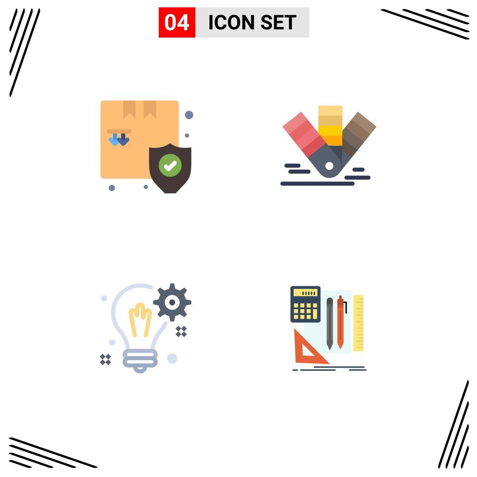 4 iconos creativos signos y símbolos modernos de la solución pantone de seguridad de la bombilla de la tienda elementos de diseño vectorial editables vector
