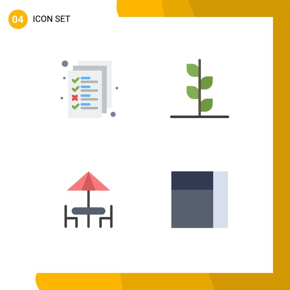 conjunto de 4 paquetes de iconos planos comerciales para gestión de cenas de negocios elementos de diseño vectorial editables de mesa natural vector