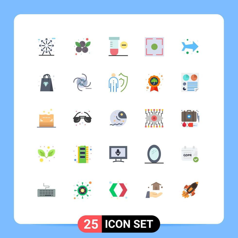 Flat Color Pack of 25 Universal Symbols of shopping left science arrow photo Editable Vector Design Elements
