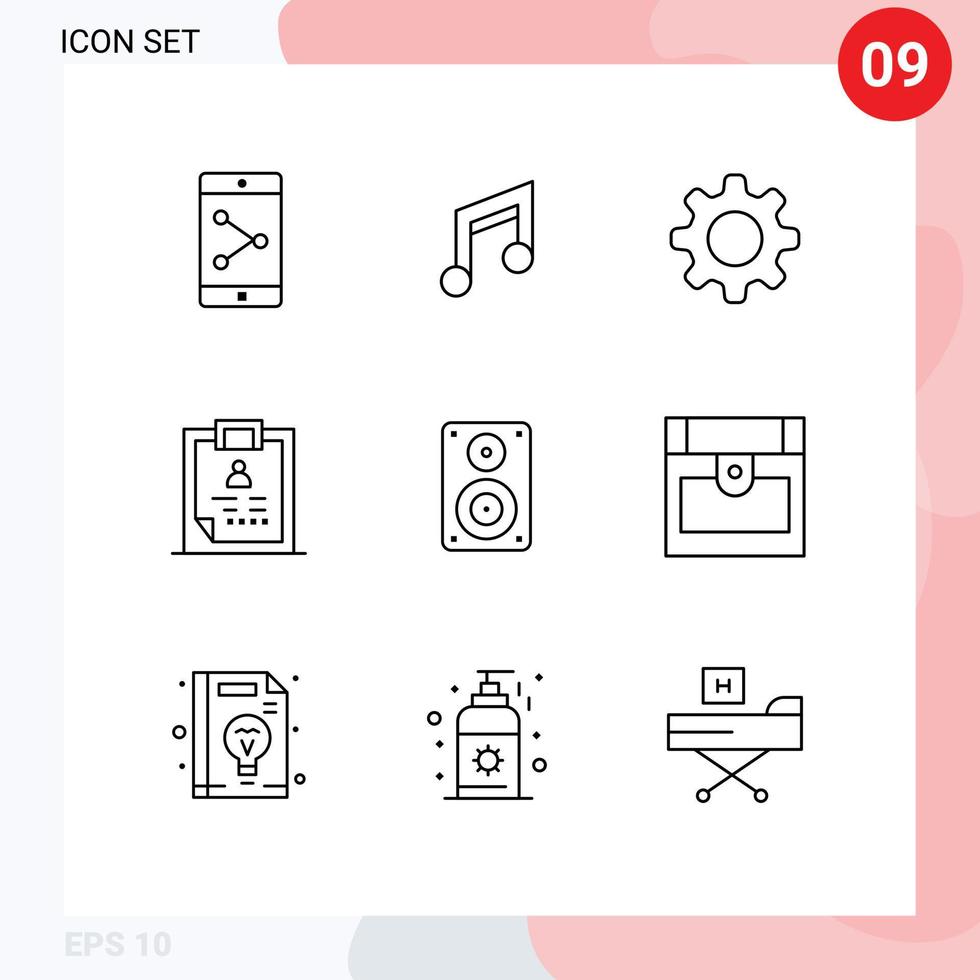 Set of 9 Vector Outlines on Grid for hifi patient cog medical diagnosis Editable Vector Design Elements