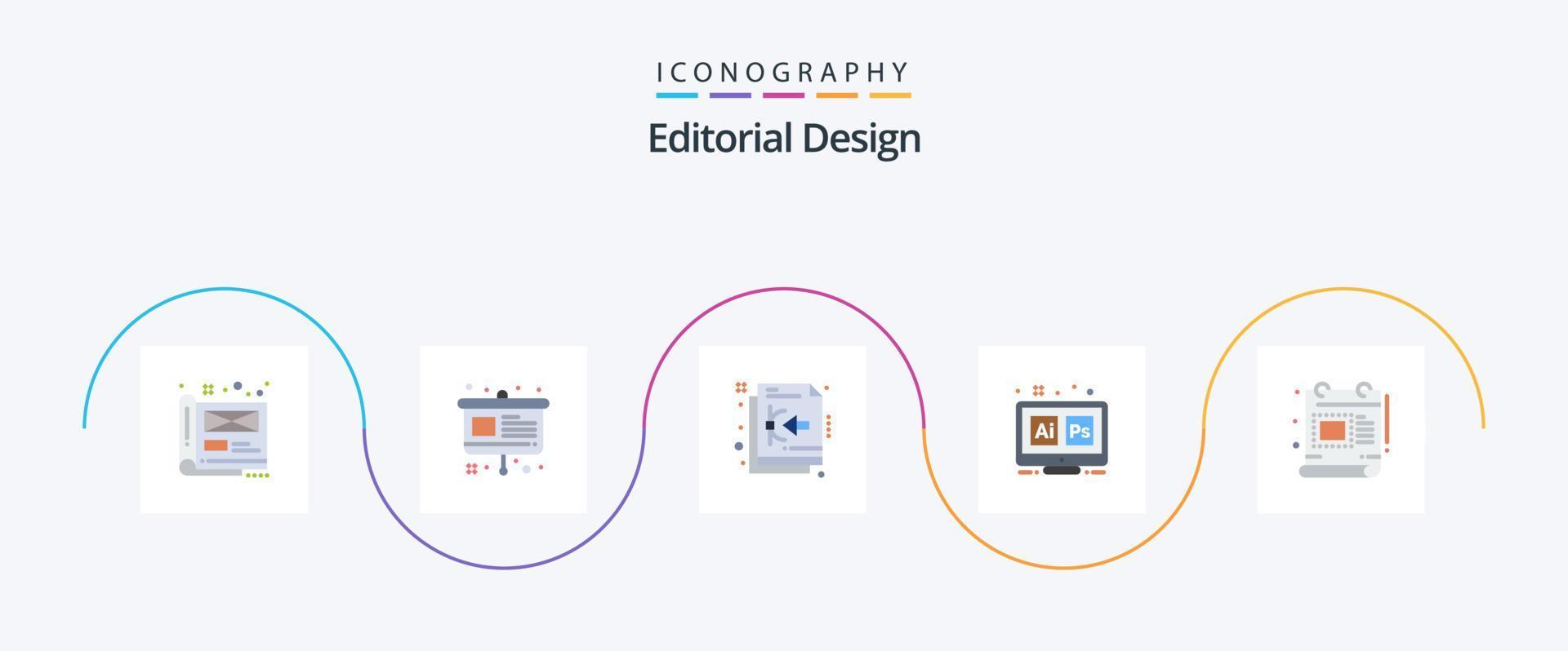 Editorial Design Flat 5 Icon Pack Including ai. ps. presentation. hex. file vector