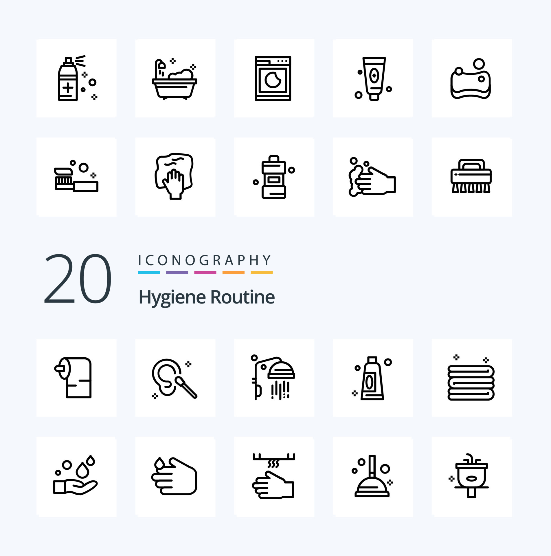 20 Hygiene Routine Line icon Pack like cleaning clean cleaning cleaning