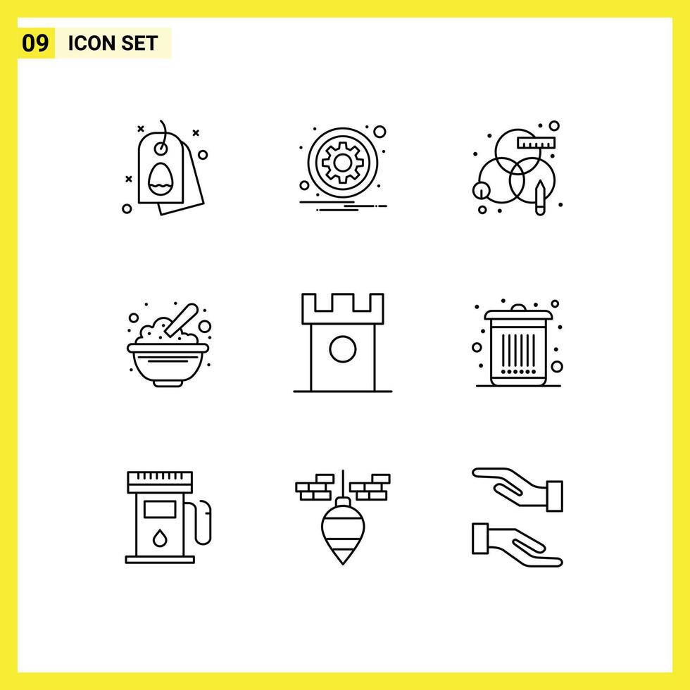 9 Thematic Vector Outlines and Editable Symbols of peanuts food options cereals design Editable Vector Design Elements