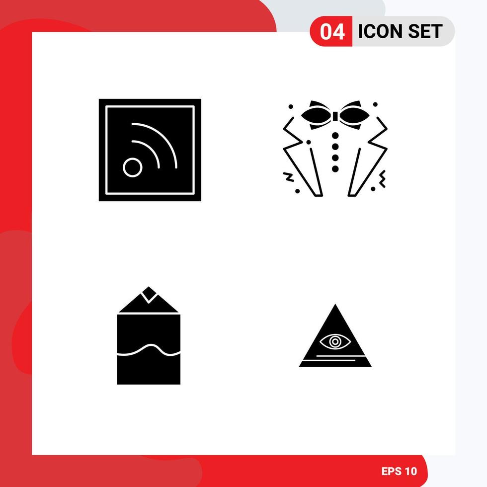 Group of 4 Solid Glyphs Signs and Symbols for feed milk bow suit eye Editable Vector Design Elements
