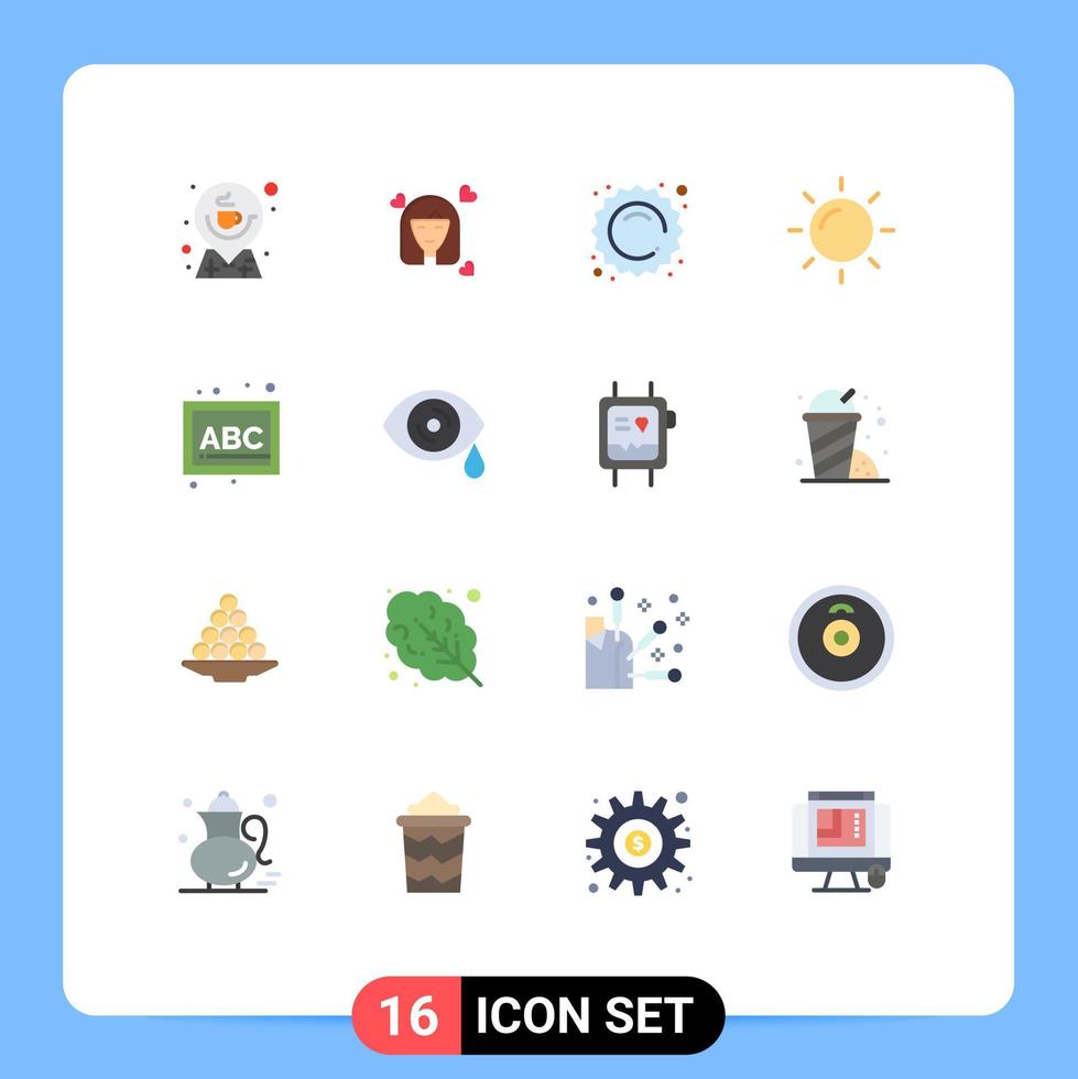Set of 16 Modern UI Icons Symbols Signs for abc rise avatar nature sun Editable Pack of Creative Vector Design Elements