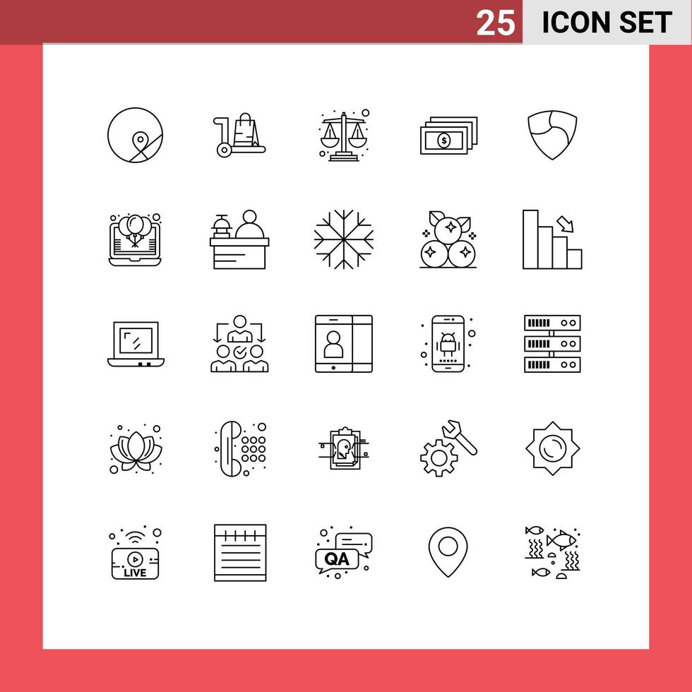 25 Universal Line Signs Symbols of crypto nem cart cash dollar Editable Vector Design Elements