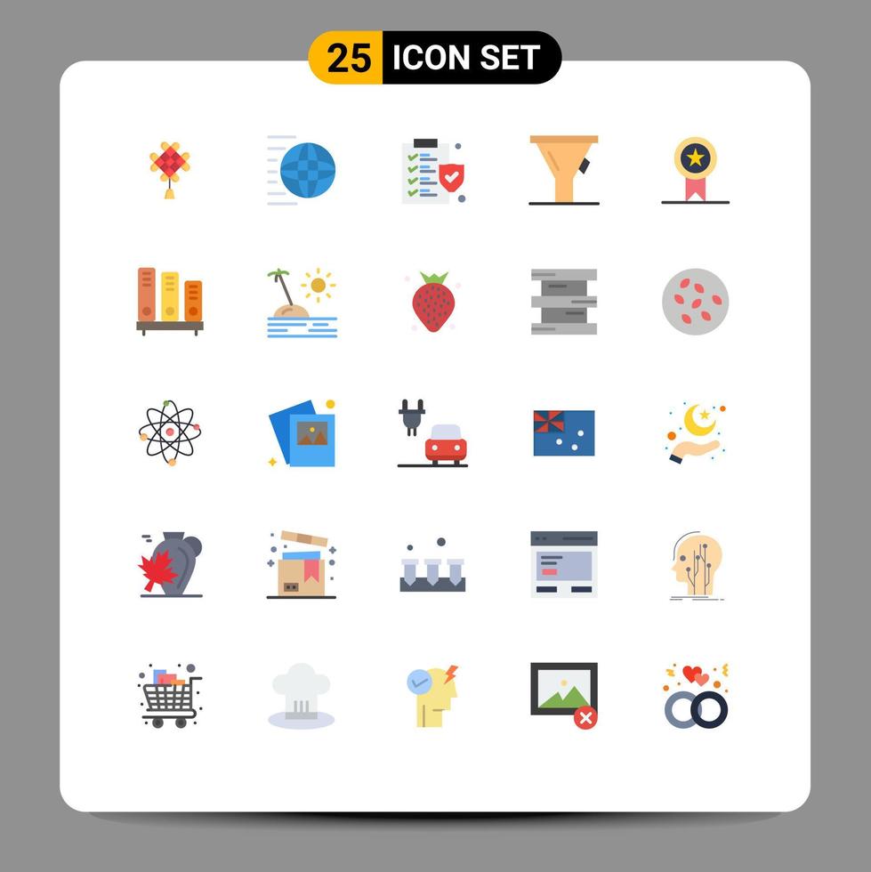 Group of 25 Modern Flat Colors Set for ribbon badges transport tool liter Editable Vector Design Elements