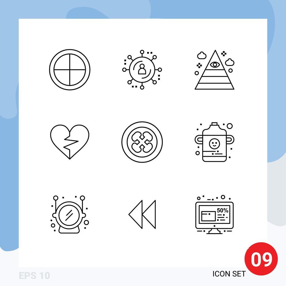 Modern Set of 9 Outlines Pictograph of exotic fruits favorite eye like heart Editable Vector Design Elements