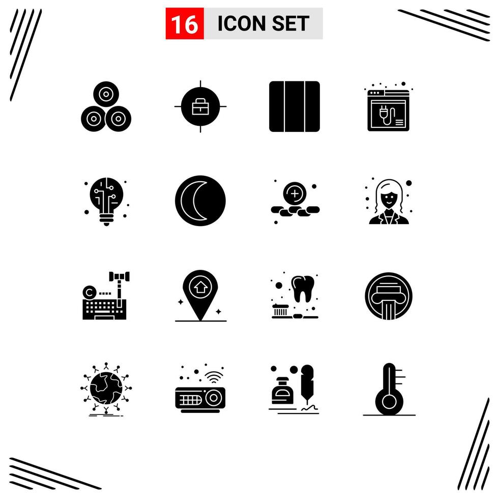 16 Universal Solid Glyph Signs Symbols of light website grid web internet Editable Vector Design Elements