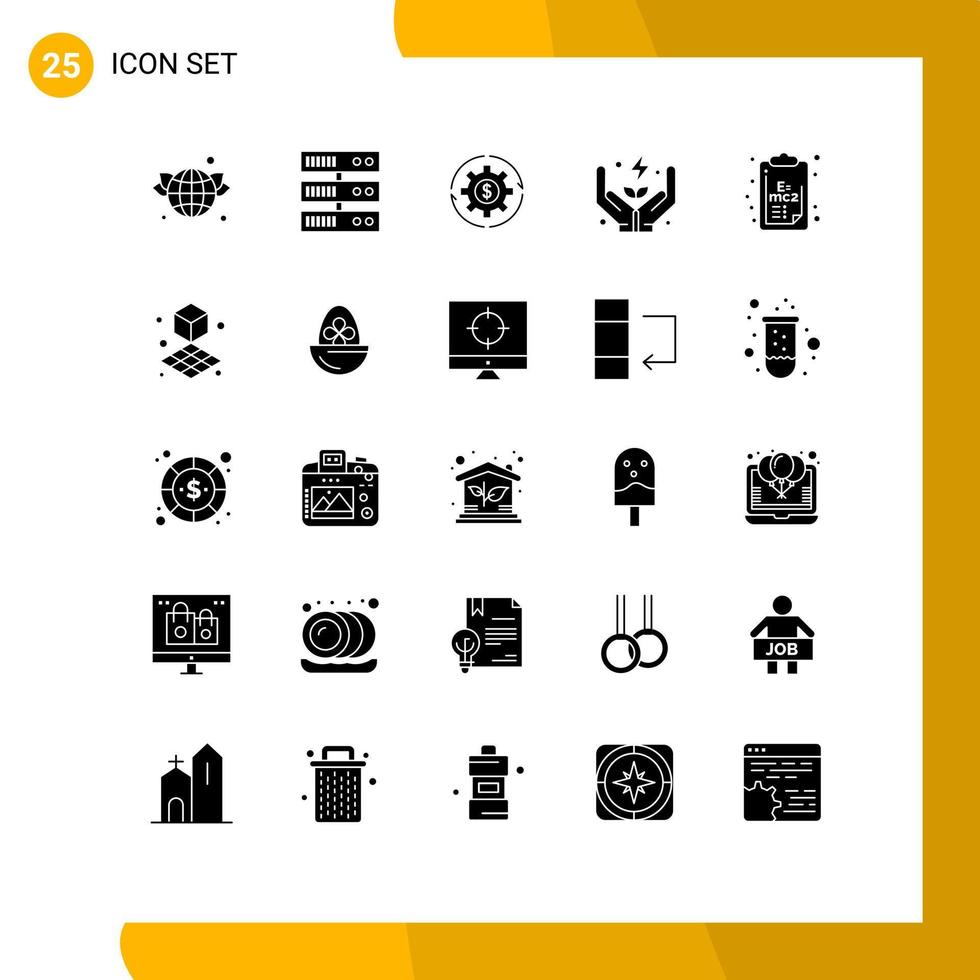 Modern Set of 25 Solid Glyphs Pictograph of care energy capital electricity money Editable Vector Design Elements