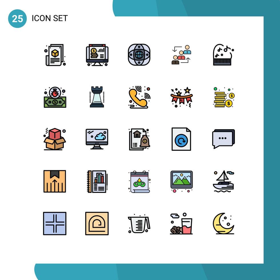 Stock Vector Icon Pack of 25 Line Signs and Symbols for ladder advancement chart career global Editable Vector Design Elements