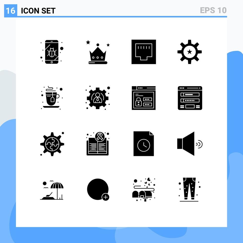 Modern Set of 16 Solid Glyphs and symbols such as hot skill cable resources human Editable Vector Design Elements