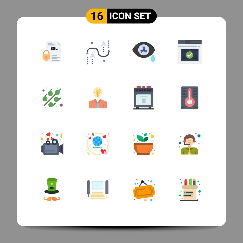 grupo de símbolos de iconos universales de 16 colores planos modernos de desarrollo web de cereales paquete editable zombie seguro de elementos de diseño de vectores creativos
