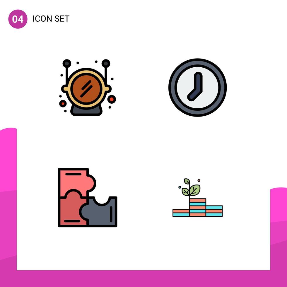 4 iconos creativos signos y símbolos modernos del usuario del reloj del juego de rompecabezas del casco crecen elementos de diseño vectorial editables vector