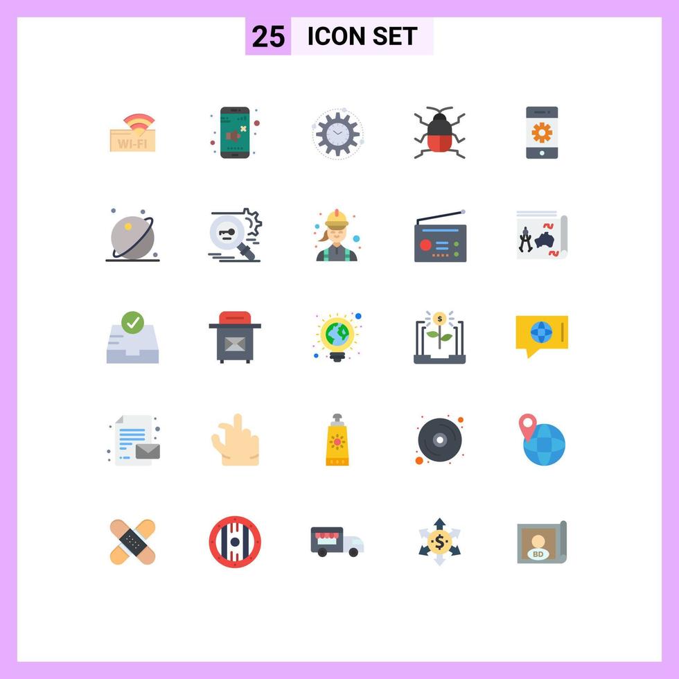 Universal Icon Symbols Group of 25 Modern Flat Colors of cell insect efficiency bug project Editable Vector Design Elements