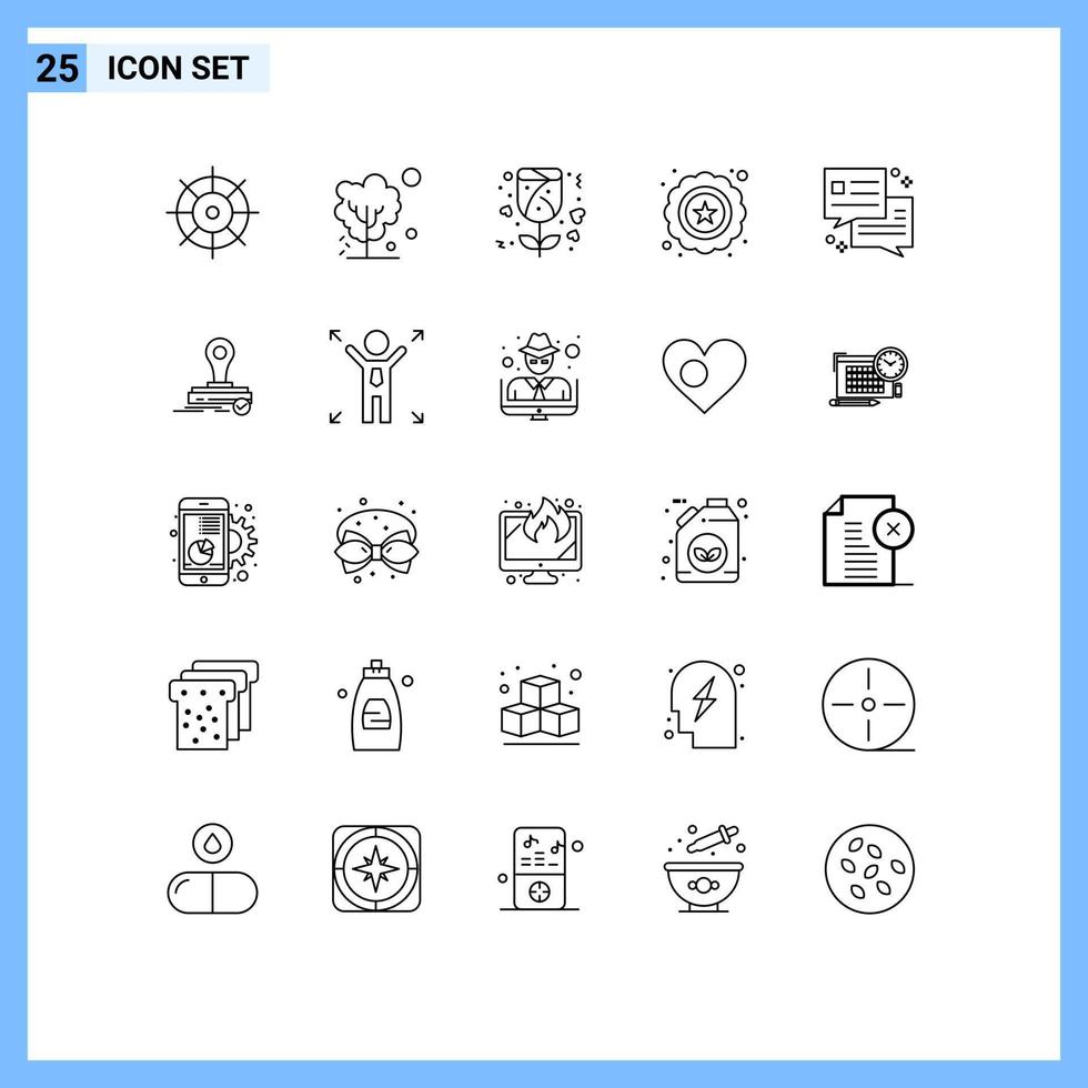 Line Pack of 25 Universal Symbols of stamp dialog gift chat quality Editable Vector Design Elements