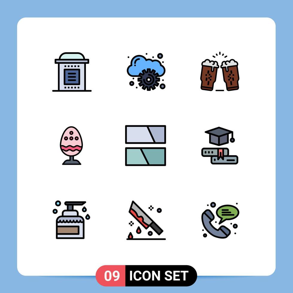 Mobile Interface Filledline Flat Color Set of 9 Pictograms of food easter beer boiled egg ireland Editable Vector Design Elements