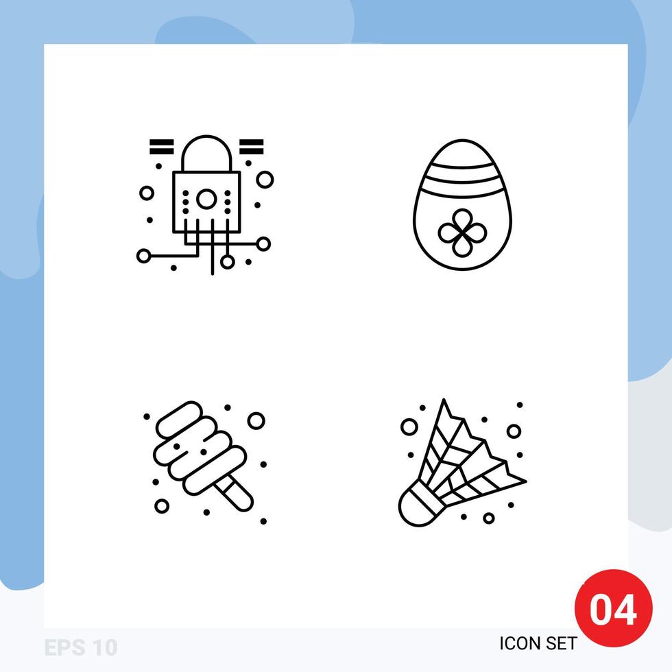 4 Universal Line Signs Symbols of cyber marshmallow security easter egg candy Editable Vector Design Elements