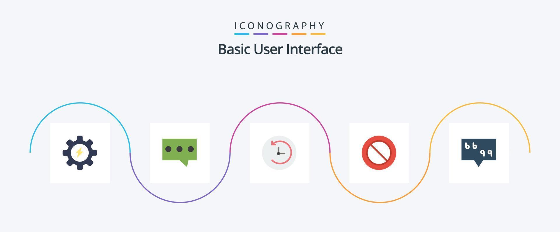 paquete básico de 5 íconos planos que incluye . cita. máquina del tiempo. mensaje. colocar vector