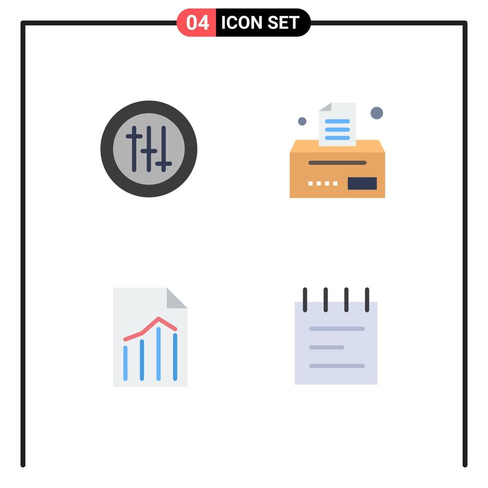 4 Universal Flat Icons Set for Web and Mobile Applications options report bill document education Editable Vector Design Elements