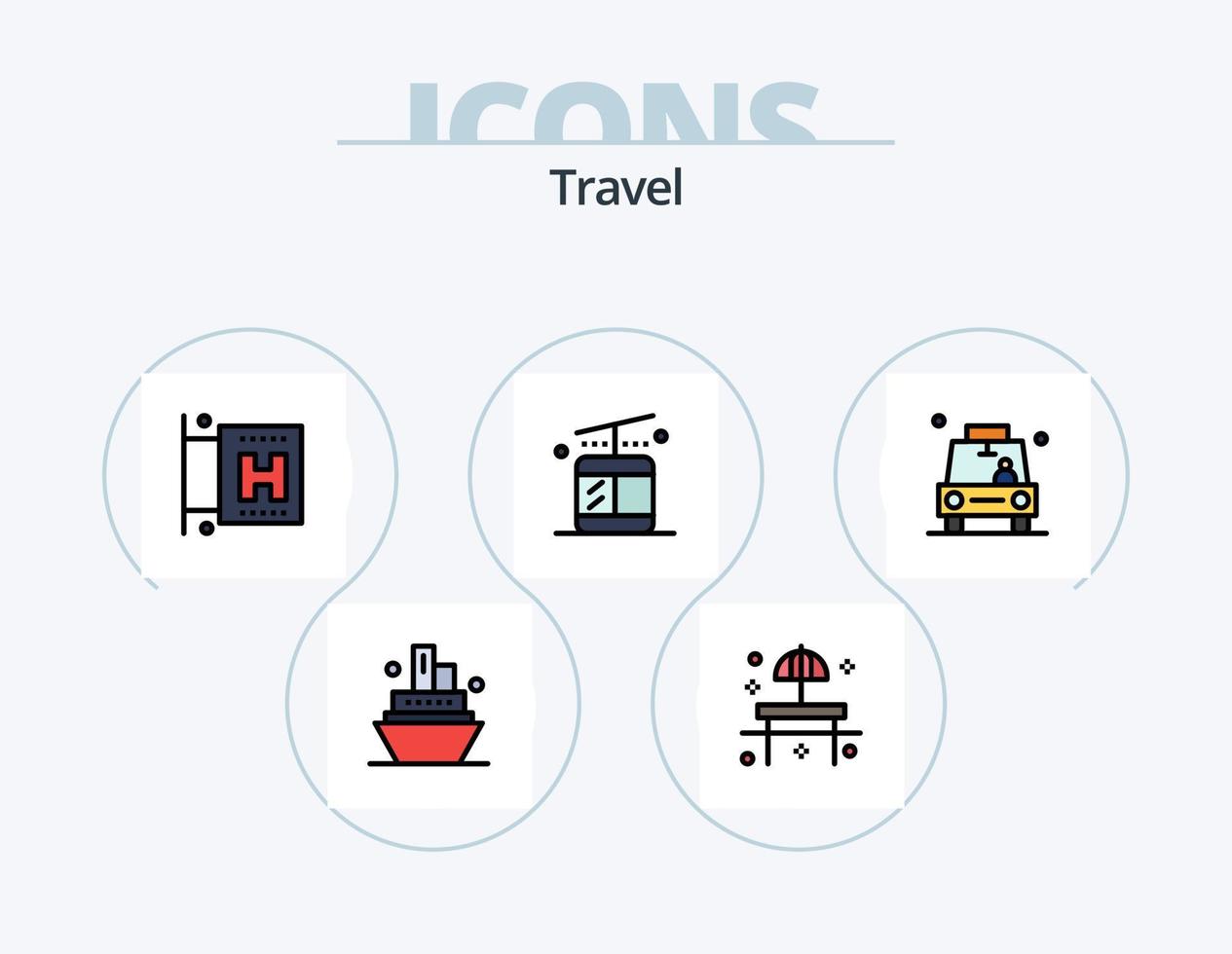 paquete de iconos llenos de línea de viaje 5 diseño de iconos. . barco. pasaporte. crucero. imagen vector