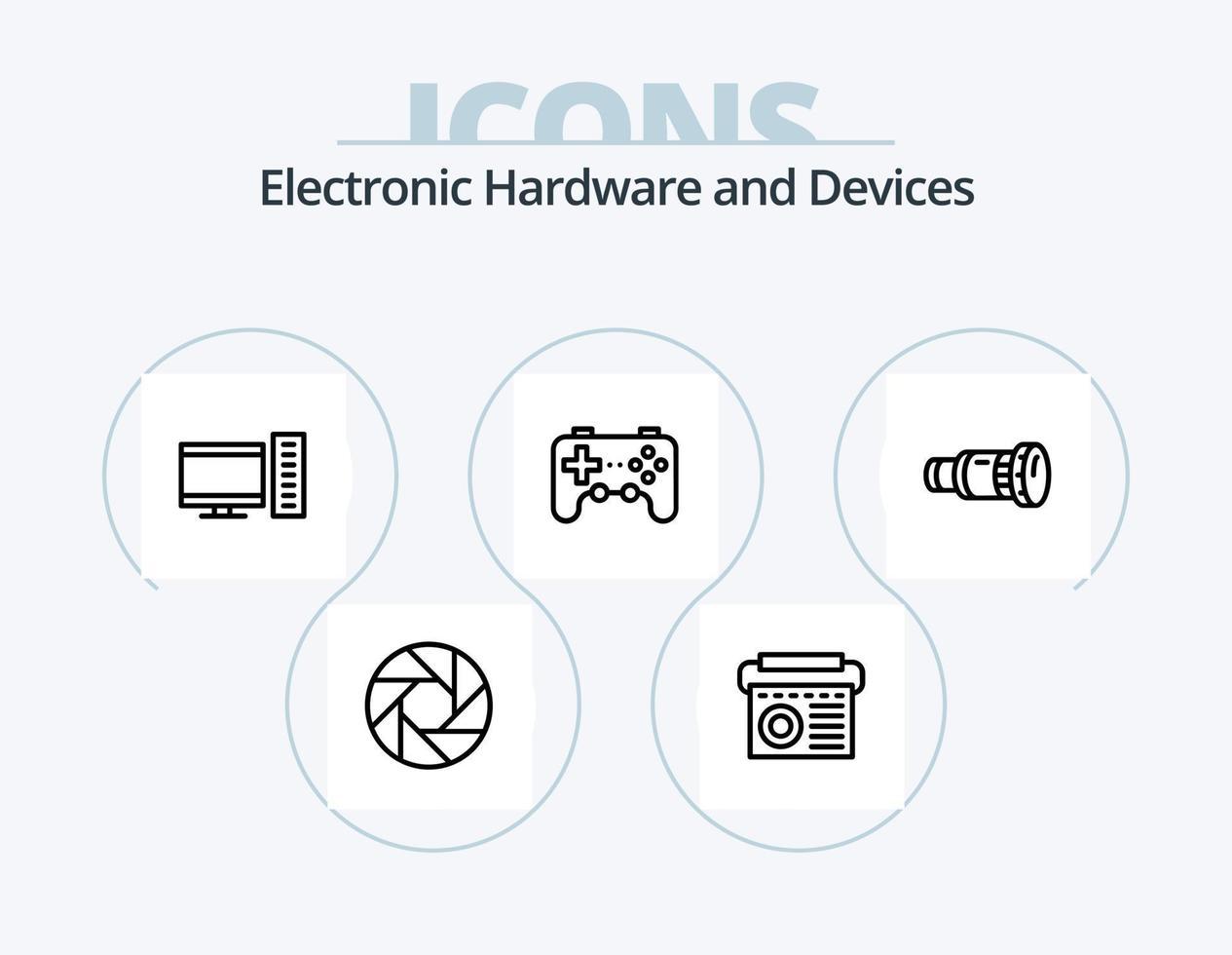 Devices Line Icon Pack 5 Icon Design. device. roll. focus. photo. camera vector